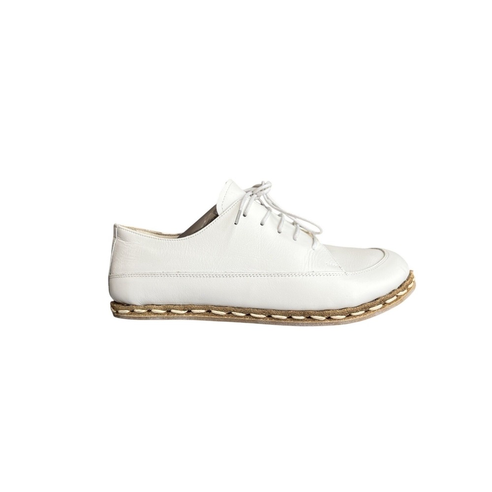 Atlantis Barefoot Lace Up Leather Oxford Zero Drop Handmade Shoe Women's 9 White
